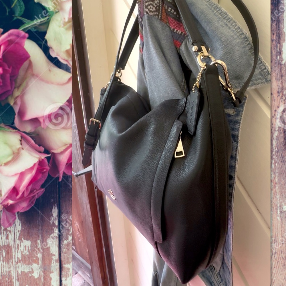 Coach Black Pebbled Leather Hobo Bag - Picture 2 of 15